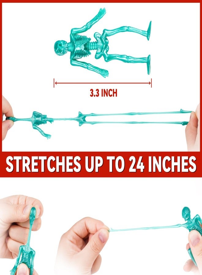NiHome 50PCS Halloween Stretchy Toys Skeleton Toy Sets, Halloween Goodie Bag Stuffers Fillers 50-Pack Party Favors for Kids Stretchy Skeleton, Assorted Colors Trick or Treat Toys - Image 3
